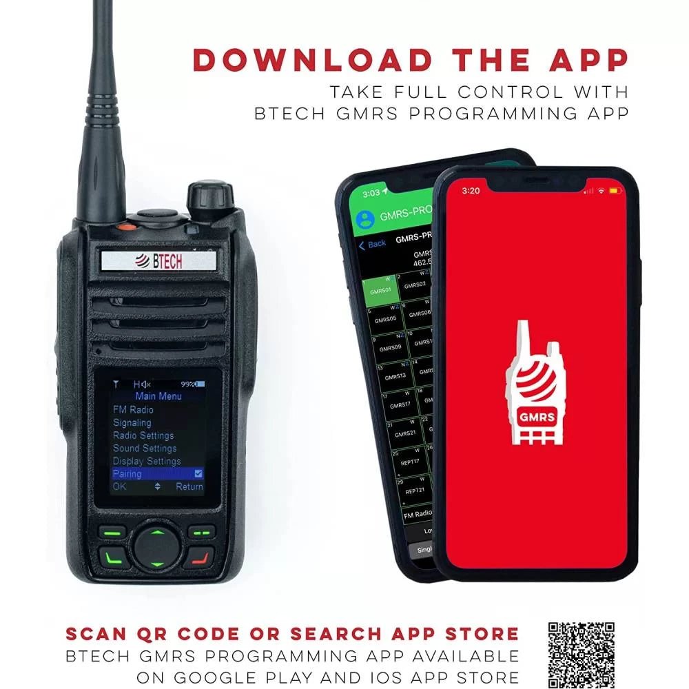 BTECH GMRS-PRO 5W GPS Bluetooth GMRS Radio –